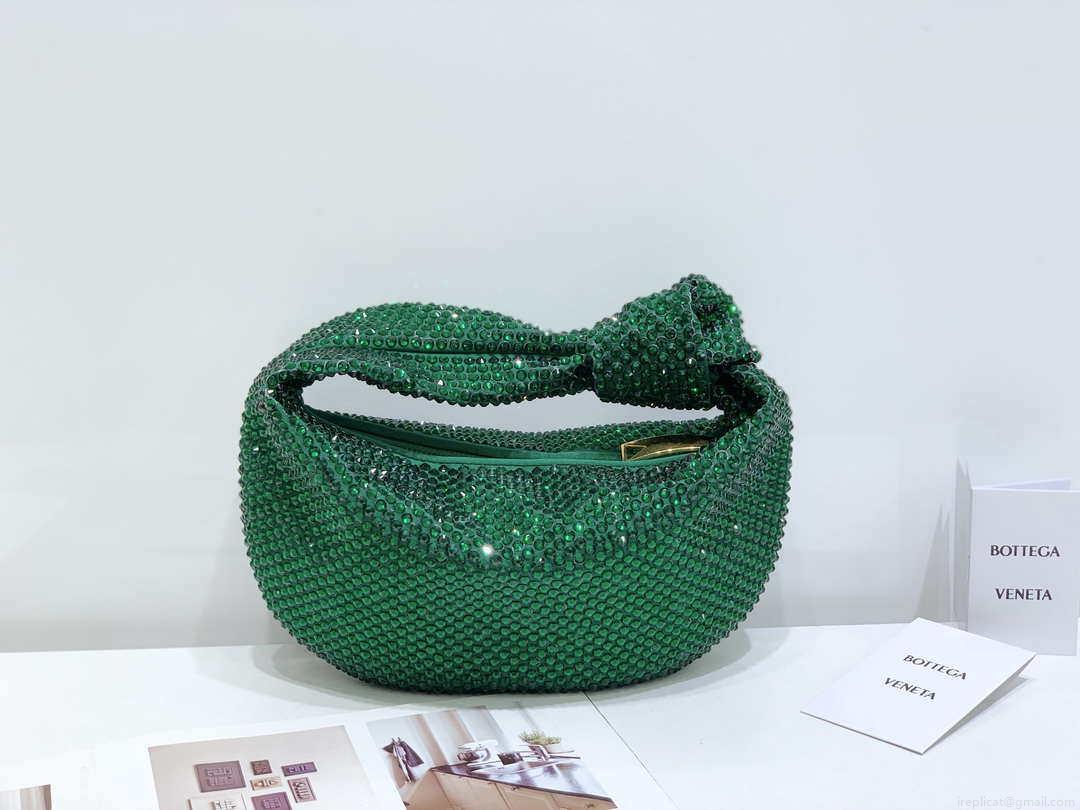 Bottega Veneta BV 651876 mini Jodie Rhinestones Dark Green