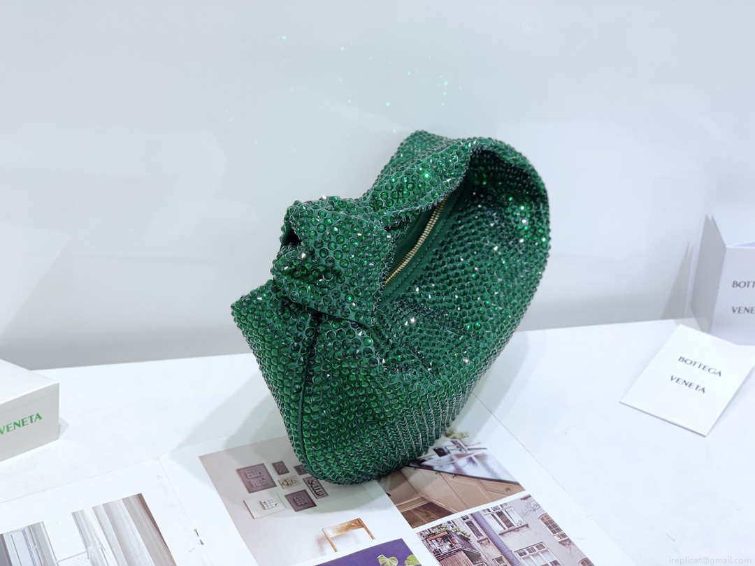 Bottega Veneta BV 651876 mini Jodie Rhinestones Dark Green