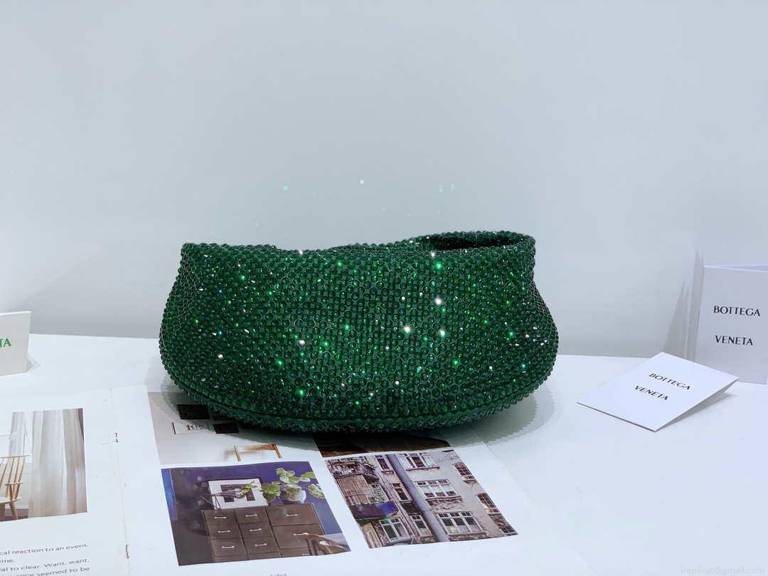 Bottega Veneta BV 651876 mini Jodie Rhinestones Dark Green
