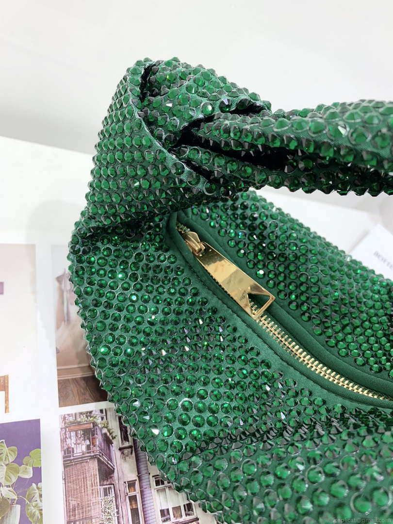 Bottega Veneta BV 651876 mini Jodie Rhinestones Dark Green