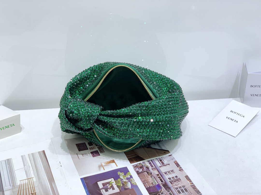Bottega Veneta BV 651876 mini Jodie Rhinestones Dark Green
