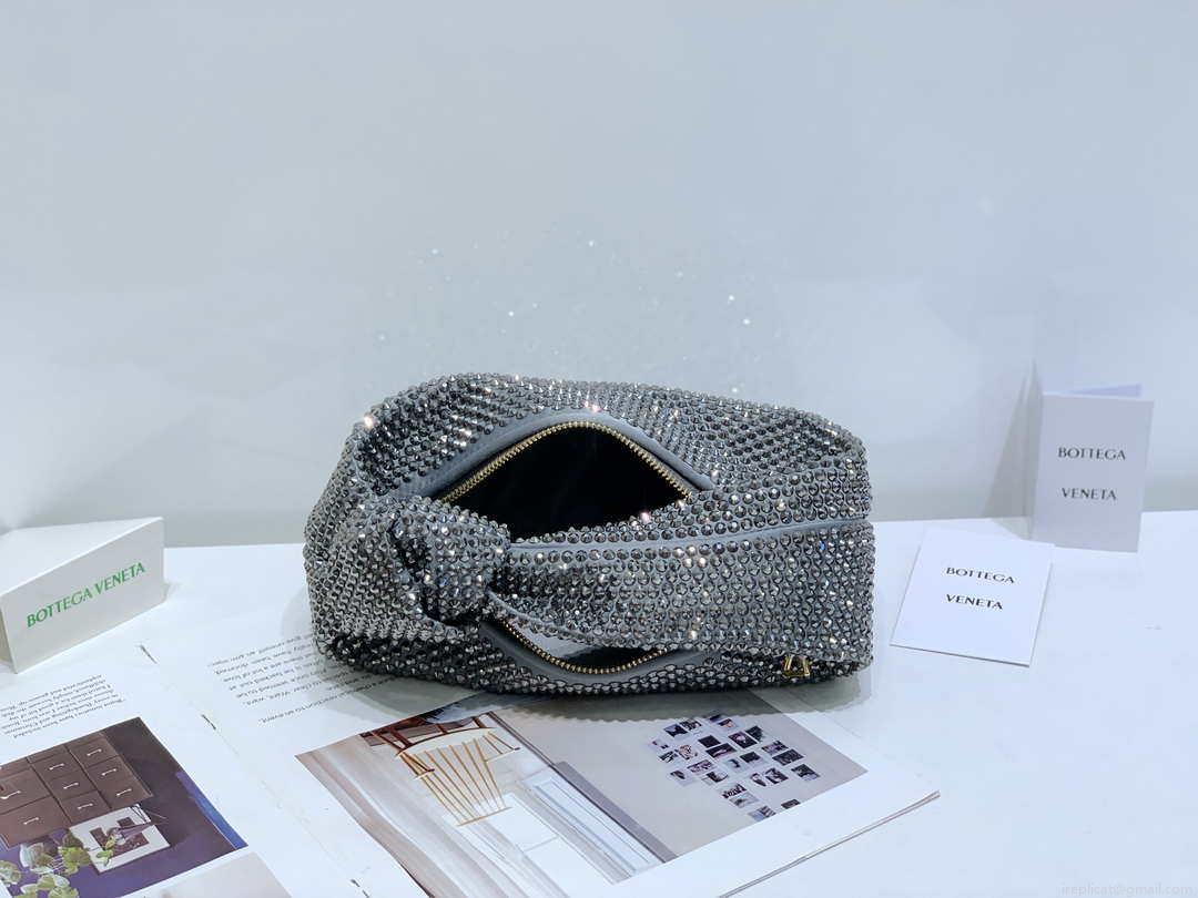 Bottega Veneta BV 651876 mini Jodie Rhinestones Sliver Black