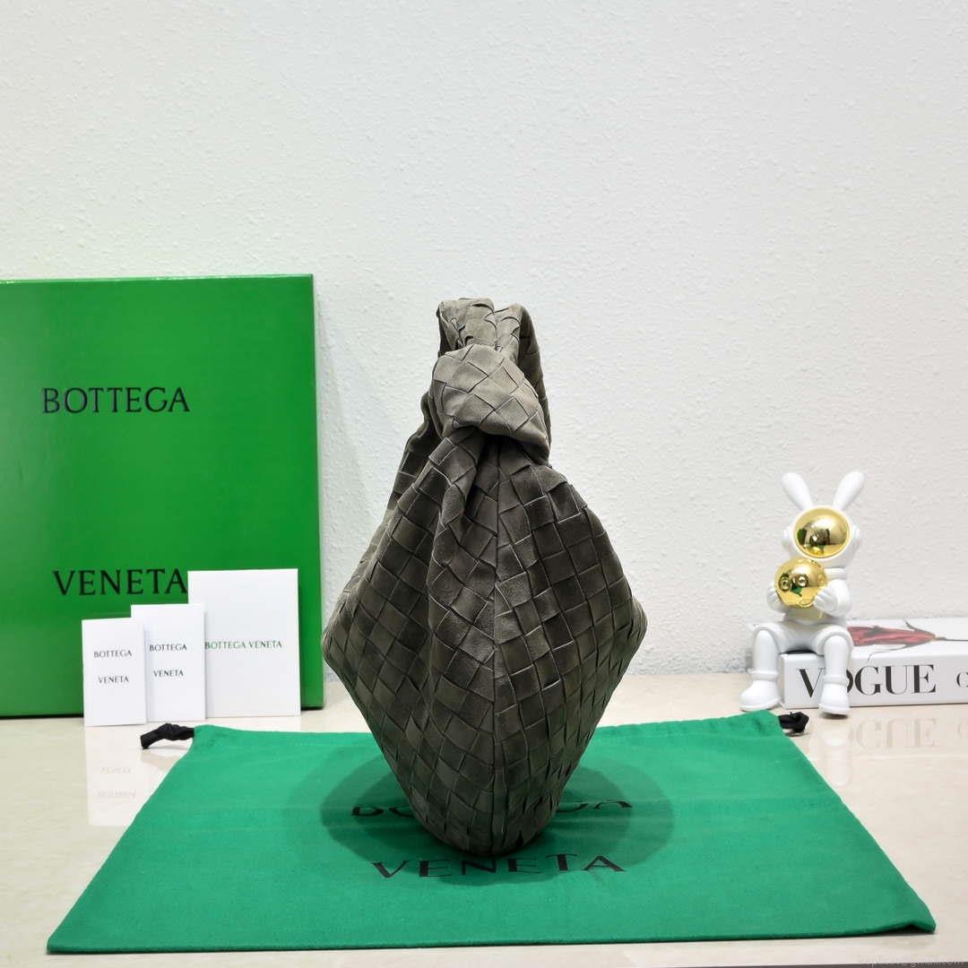 Bottega Veneta BV 690225 Teen Jodie intrecciato suede shoulder bag Dark Green