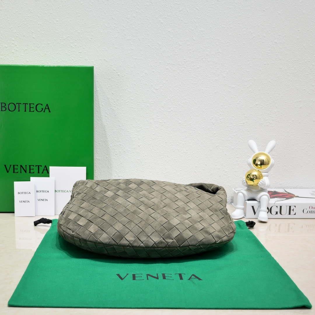Bottega Veneta BV 690225 Teen Jodie intrecciato suede shoulder bag Dark Green
