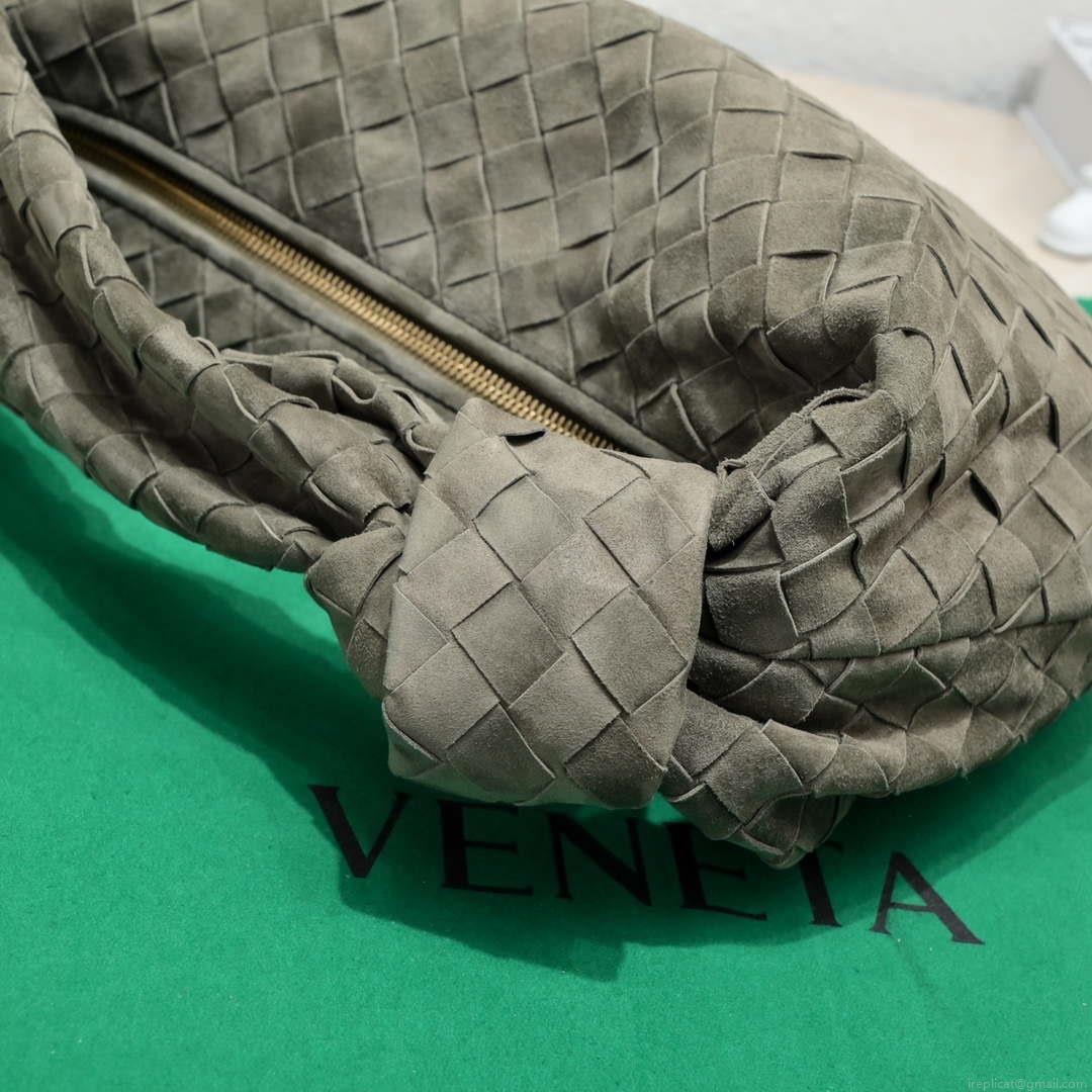Bottega Veneta BV 690225 Teen Jodie intrecciato suede shoulder bag Dark Green