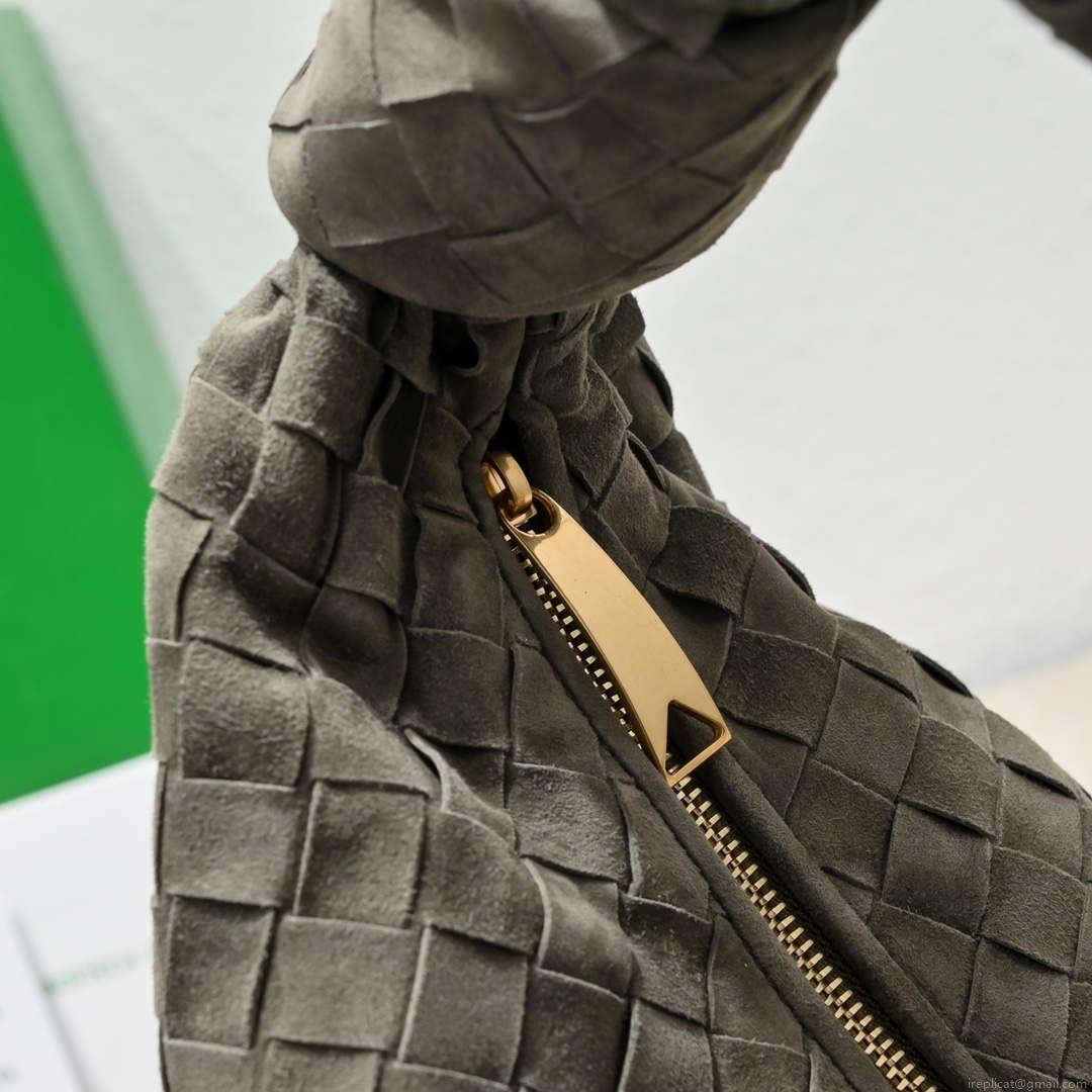 Bottega Veneta BV 690225 Teen Jodie intrecciato suede shoulder bag Dark Green