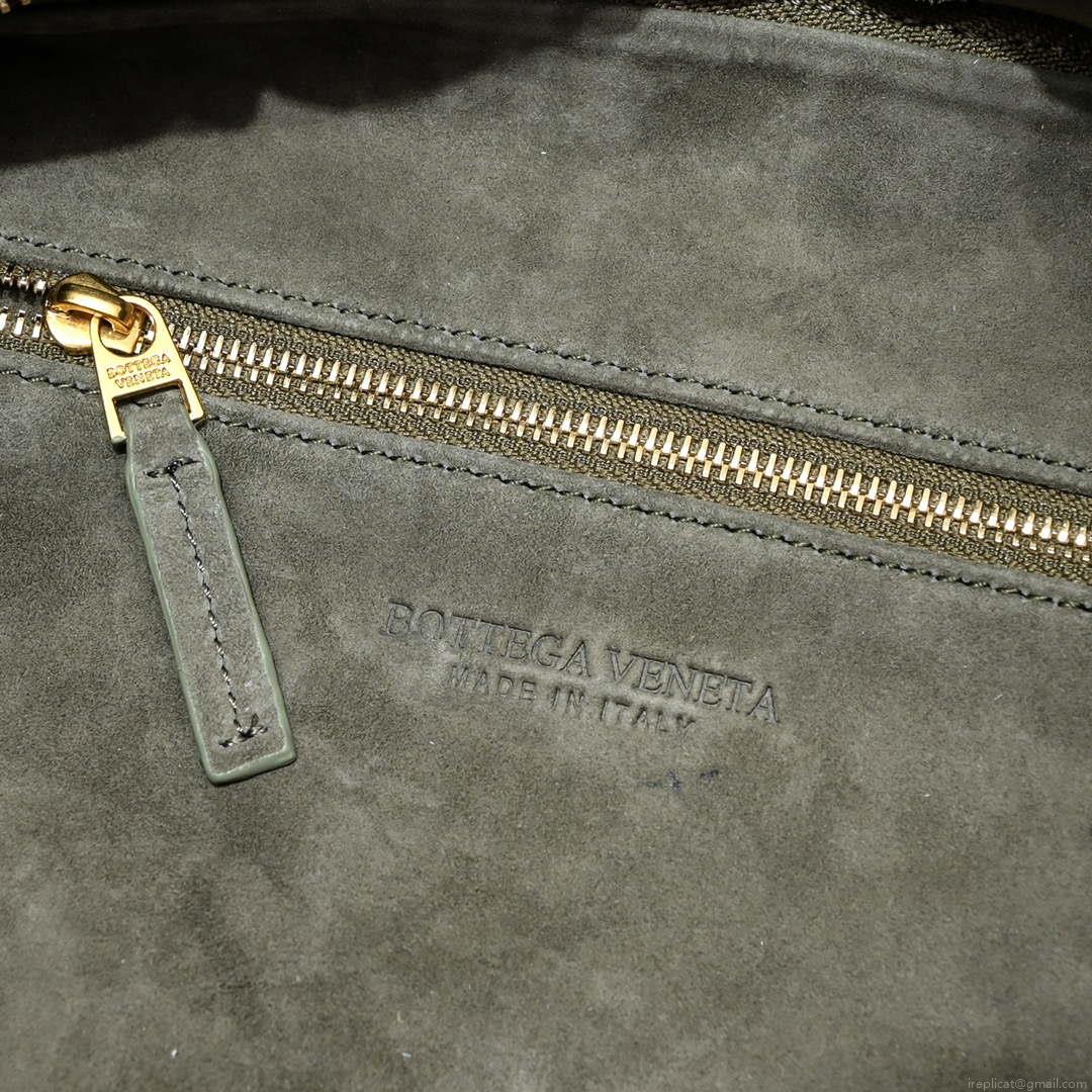 Bottega Veneta BV 690225 Teen Jodie intrecciato suede shoulder bag Dark Green