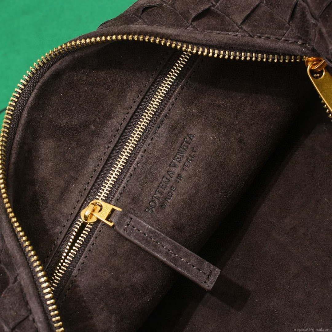 Bottega Veneta BV 690225 Teen Jodie intrecciato suede shoulder bag Brown