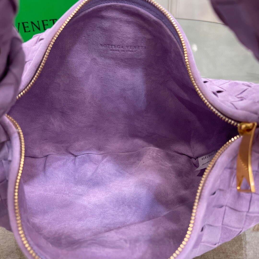 Bottega Veneta BV 690225 Teen Jodie intrecciato suede shoulder bag Purple