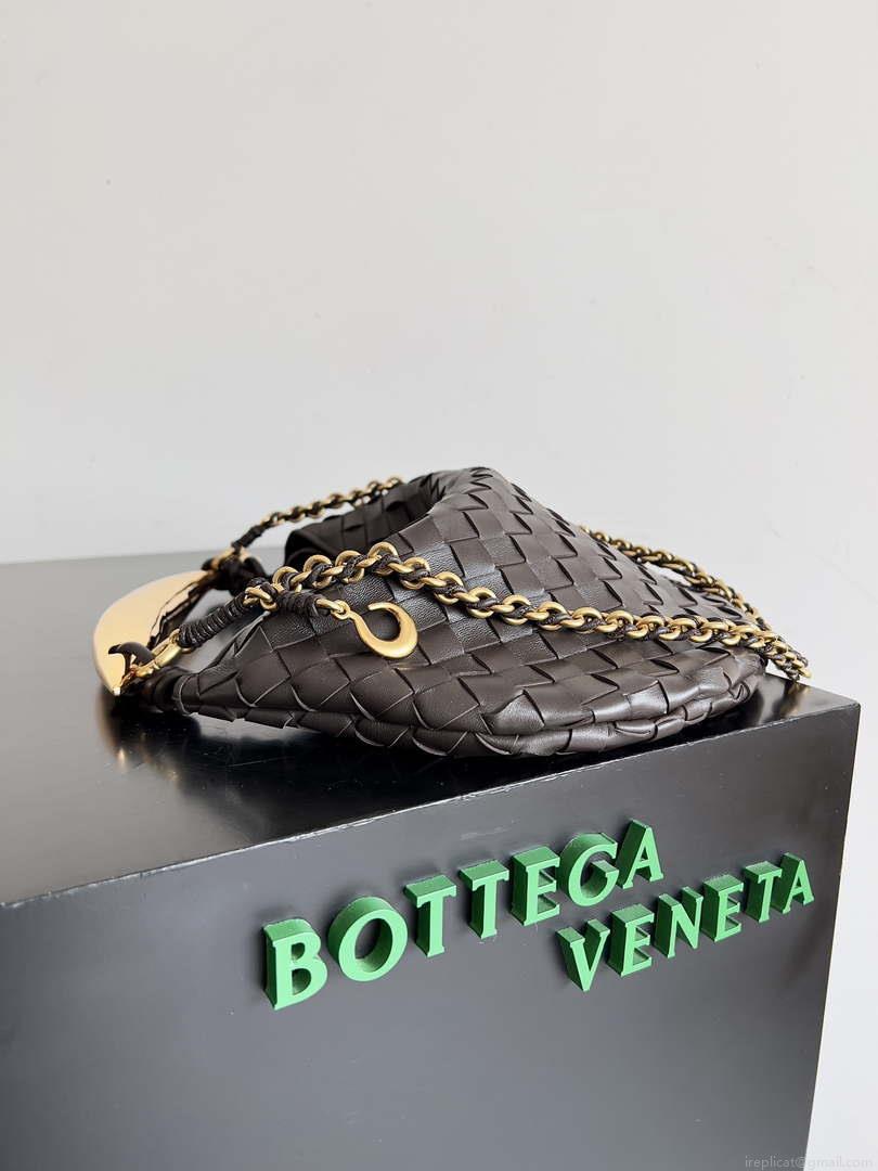 Bottega Veneta BV 776768 Sardine With Chain Dark Brown
