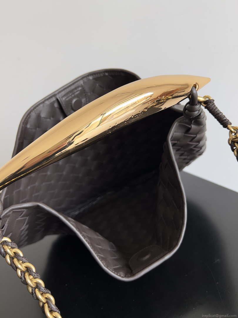 Bottega Veneta BV 776768 Sardine With Chain Dark Brown