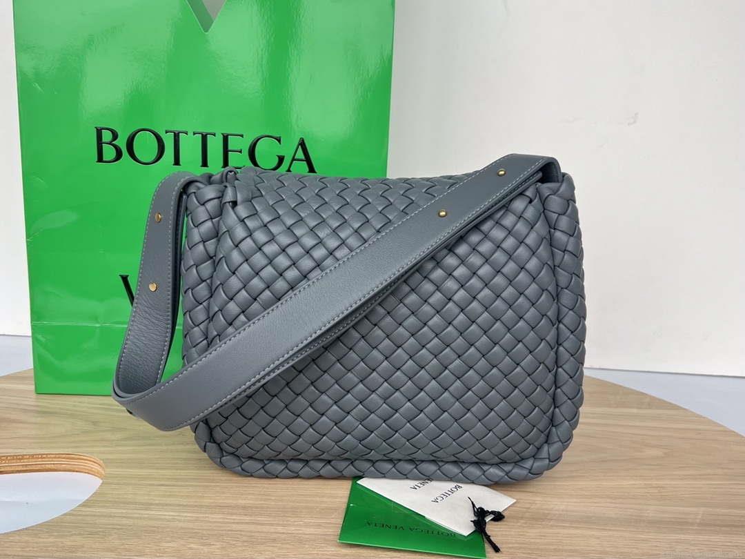 Bottega Veneta BV 709418 Small Cobble Shoulder Bag Dark Gray