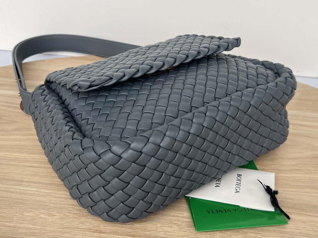 Bottega Veneta BV 709418 Small Cobble Shoulder Bag Dark Gray