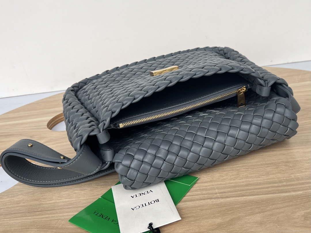 Bottega Veneta BV 709418 Small Cobble Shoulder Bag Dark Gray