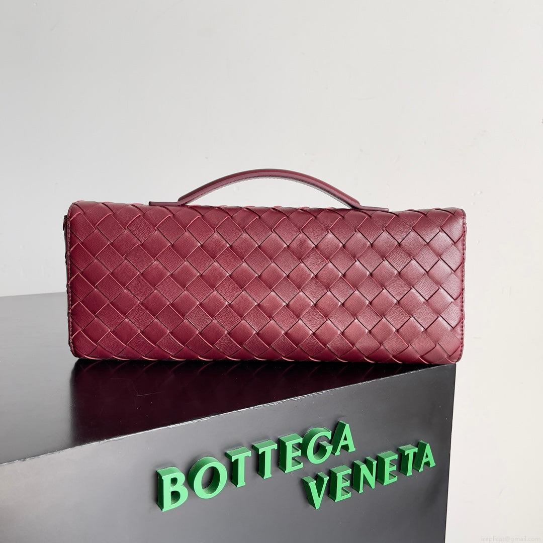 Bottega Veneta BV 741511 Long Clutch Andiamo With Handle Emerald Red