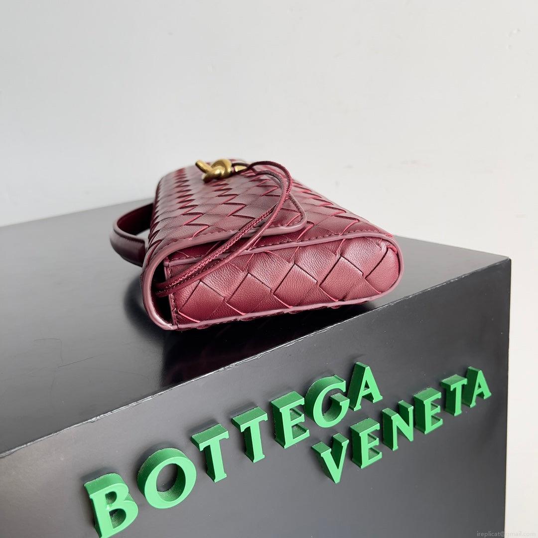 Bottega Veneta BV 741511 Long Clutch Andiamo With Handle Emerald Red