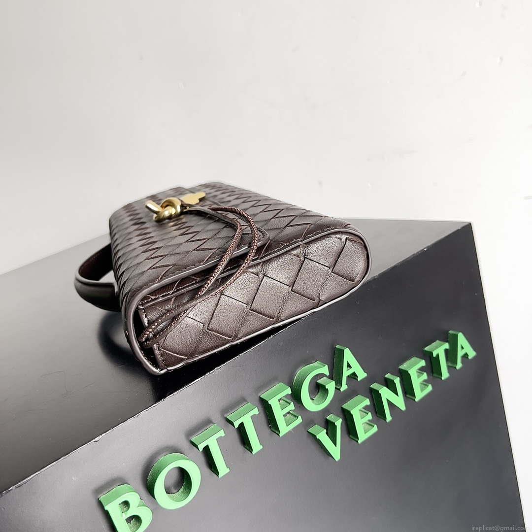 Bottega Veneta BV 741511 Long Clutch Andiamo With Handle Emerald Dark Brown