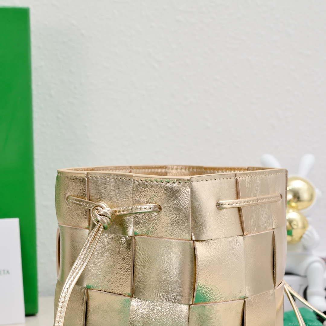 Bottega Veneta BV 680218 Small Cassette Cross-Body Bucket Gold
