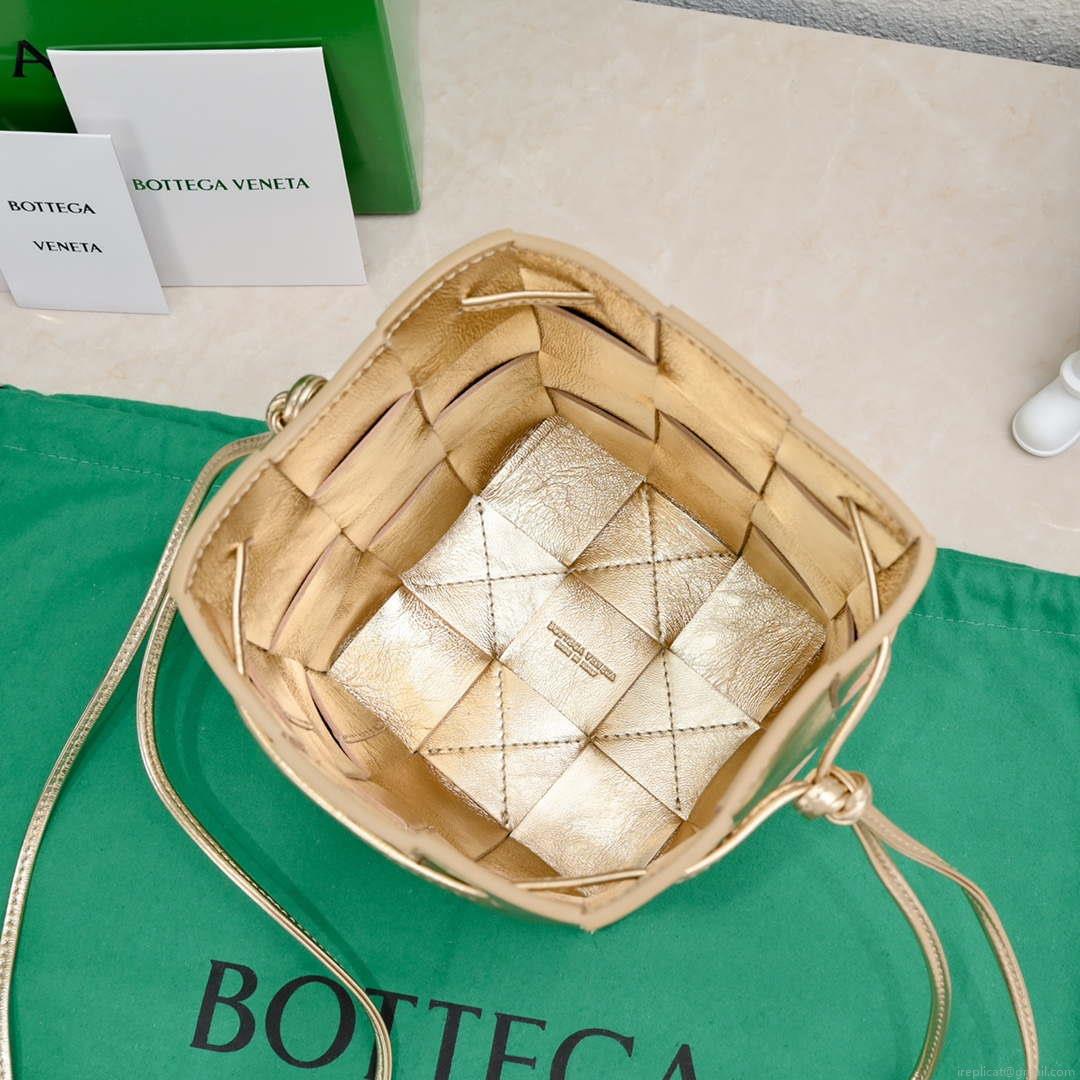 Bottega Veneta BV 680218 Small Cassette Cross-Body Bucket Gold