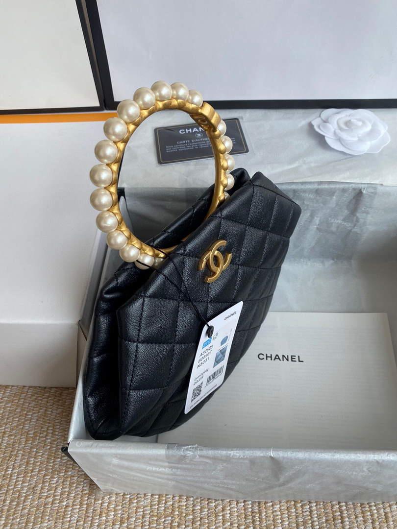 Chanel Women’s Bag Sheepskin Pearl Handle Evening Bag Handbag AS2609 Dark grey