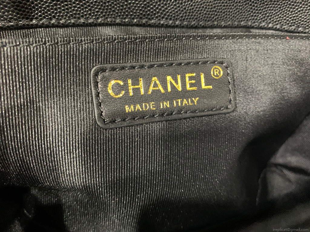 Chanel A67086 Boy Handbag Black Leather Gold