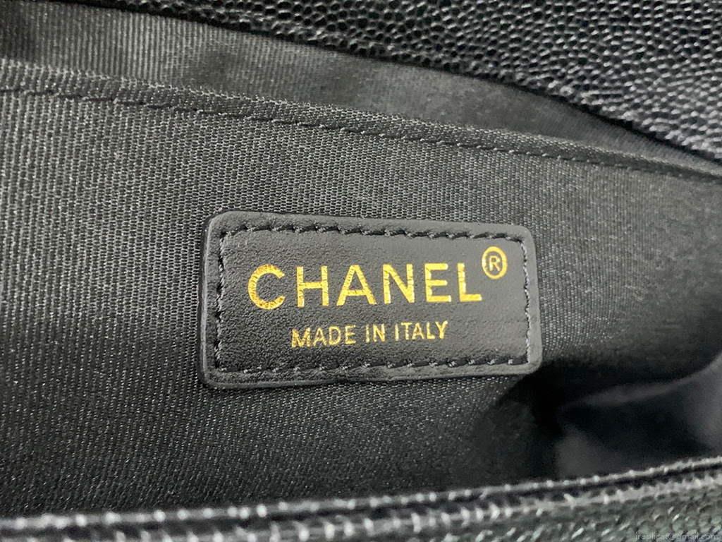Chanel A67086 Boy Handbag Black Leather Bronze