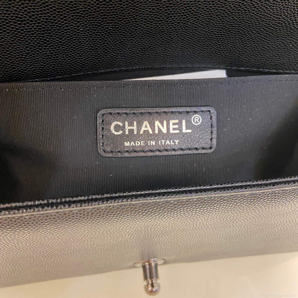 Chanel A67086 Boy Handbag Black Leather Light Black
