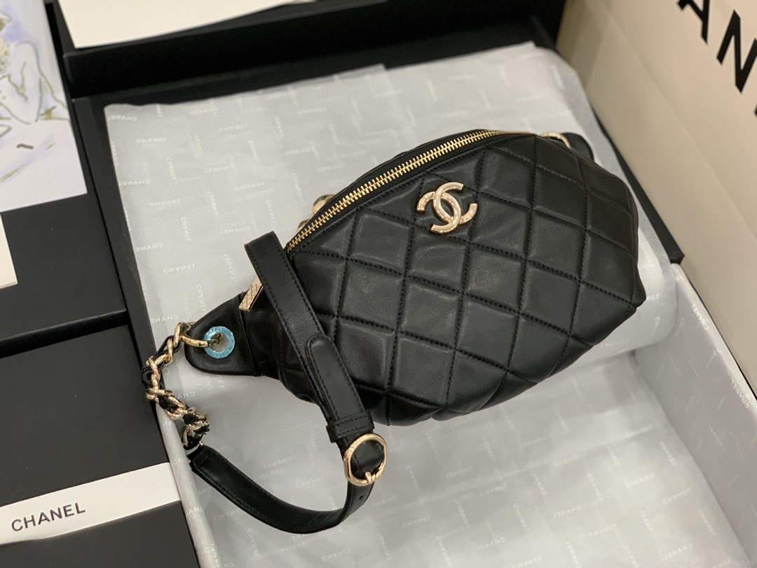 Chanel AS1356 Belt bag Lambskin gold Black