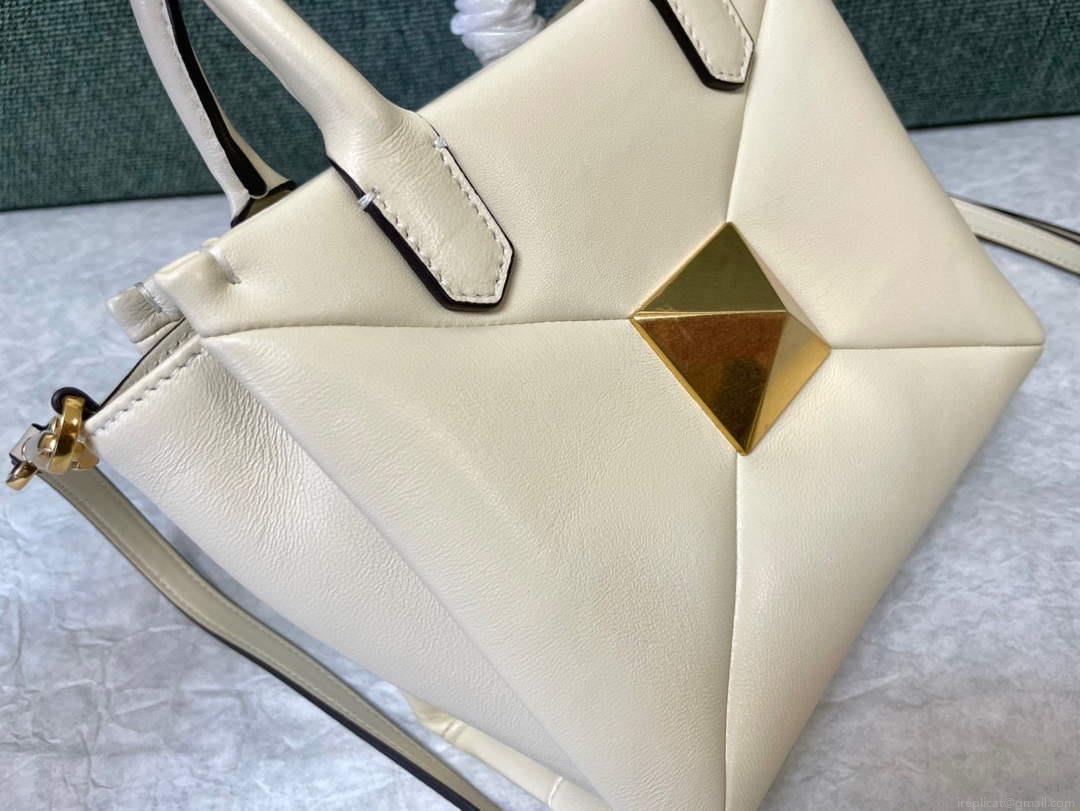 Valentino Small One Stud Nappa Handbag in lambskin V1186 Beige