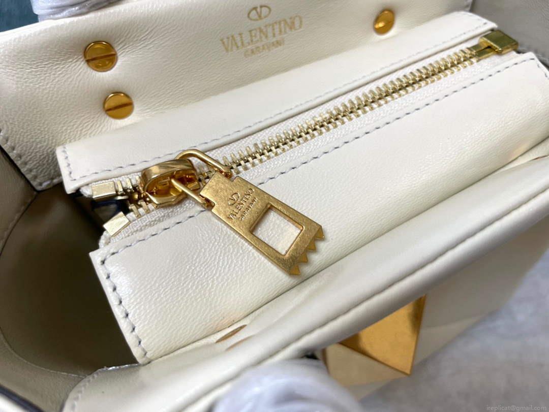 Valentino Small One Stud Nappa Handbag in lambskin V1186 Beige
