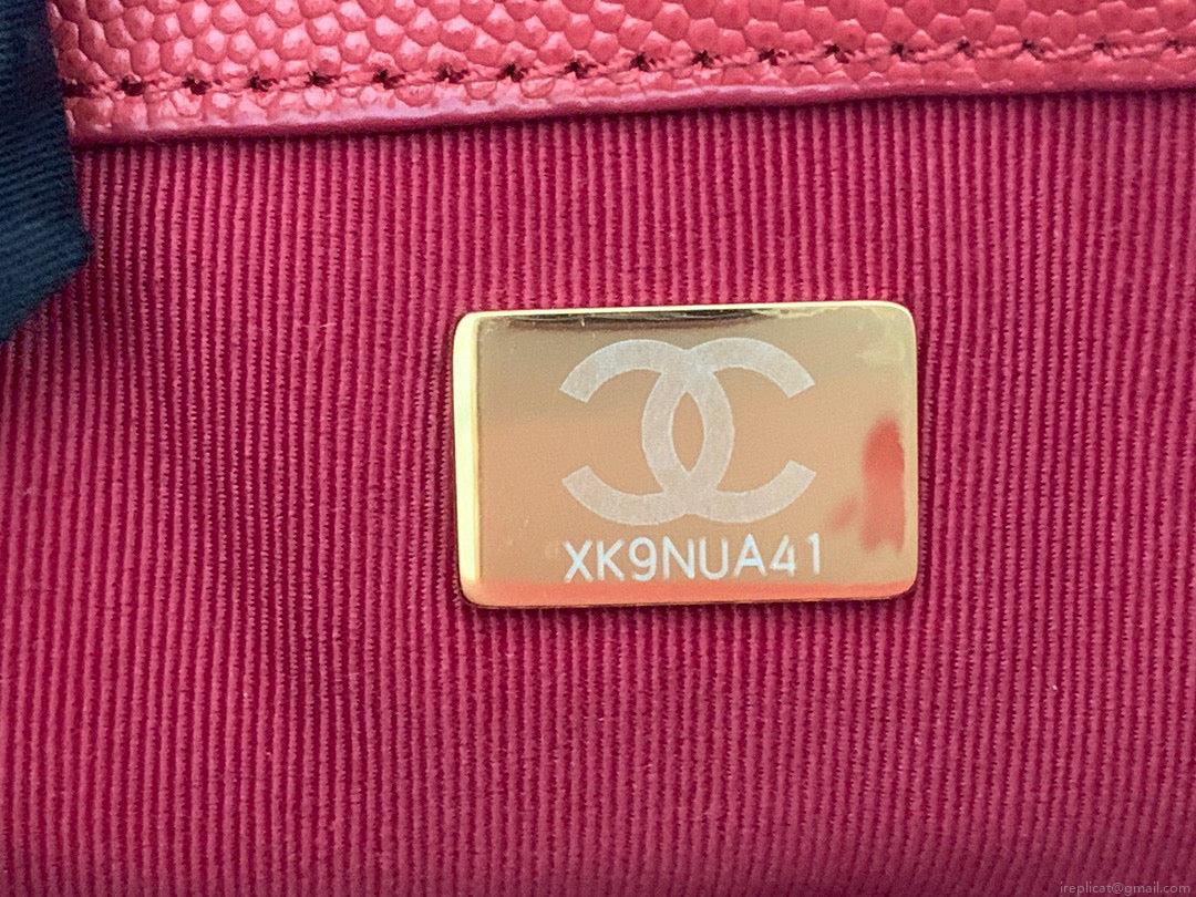 Chanel Small Flap Bag Shiny Calfskin Gold-Tone Metal AS3369 Red