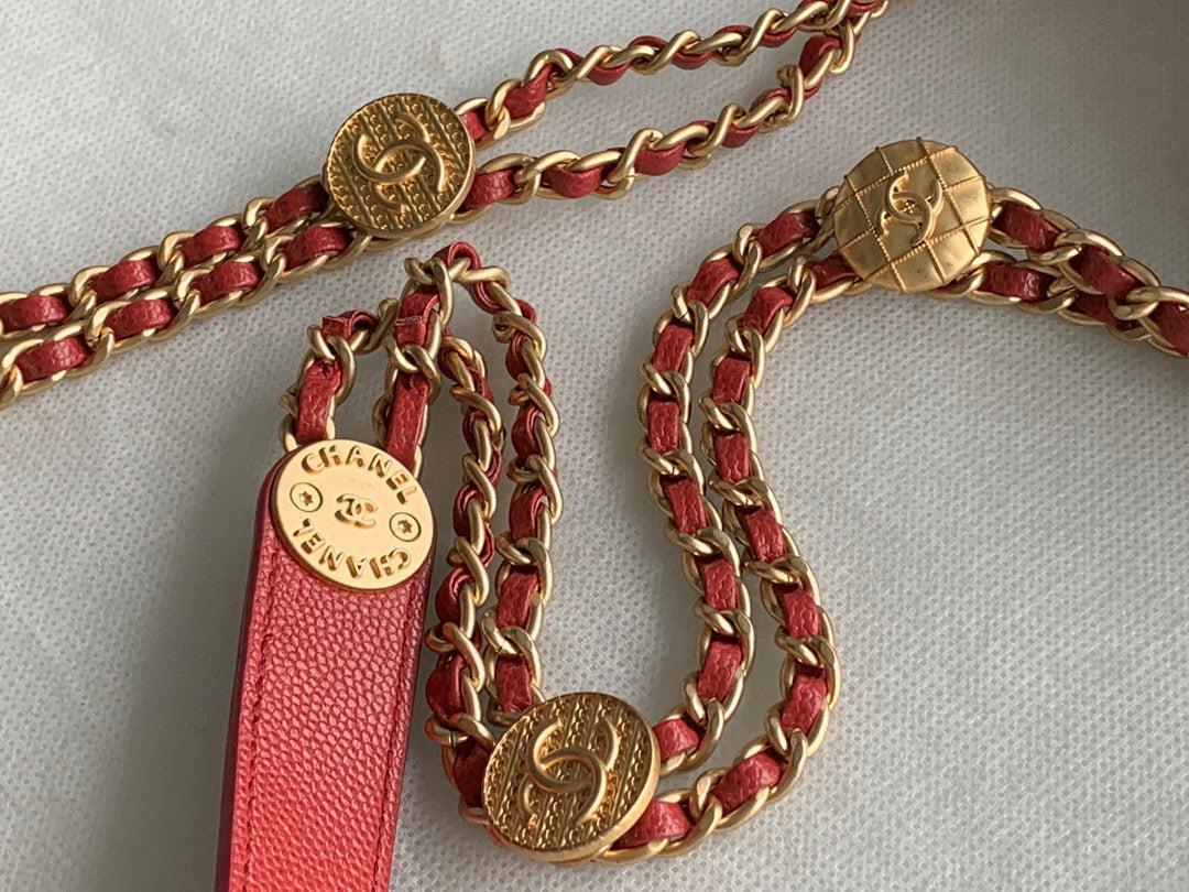 Chanel Small Flap Bag Shiny Calfskin Gold-Tone Metal AS3369 Red
