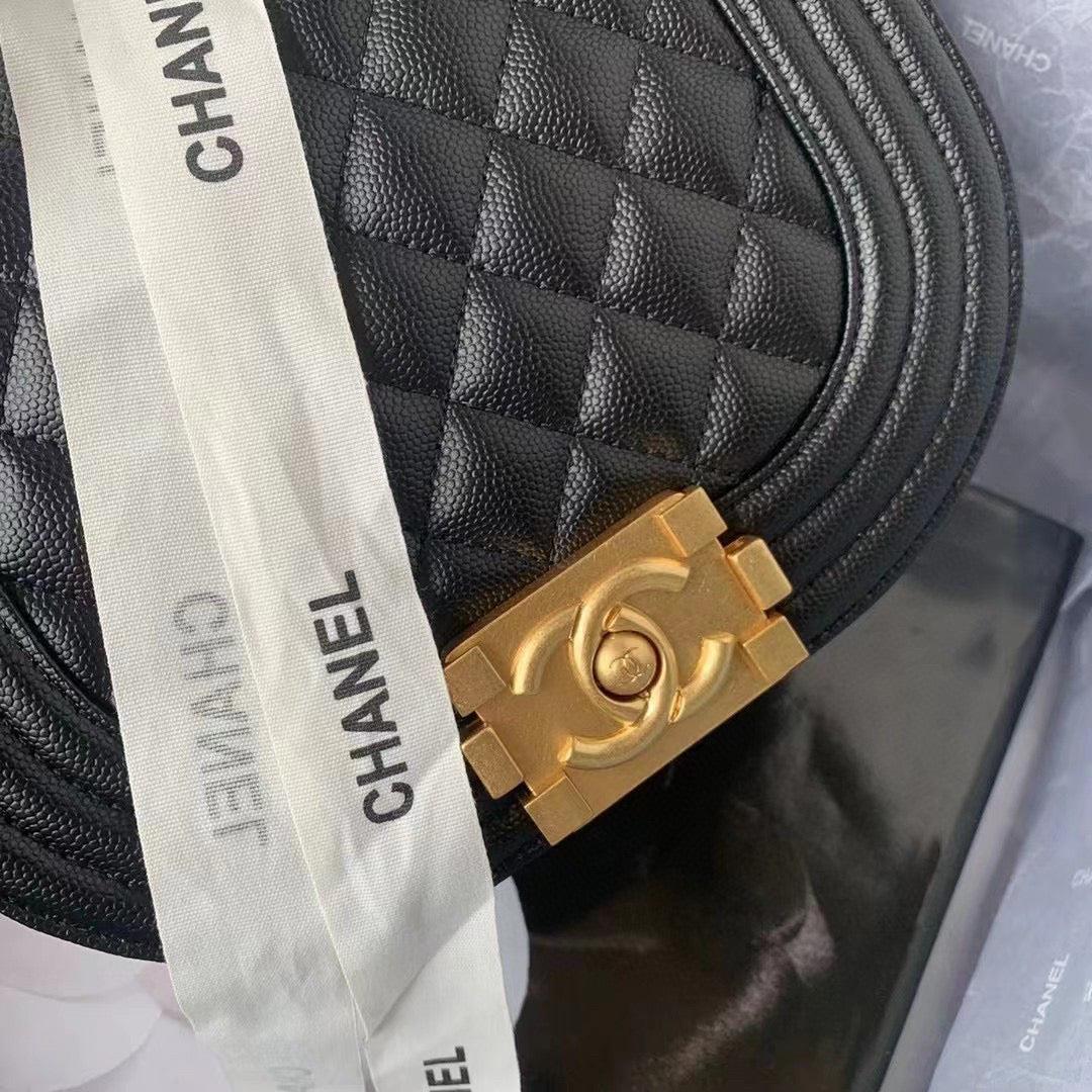 Chanel Small BOY CHANEL Messenger Bag AS3350 Lambskin Black