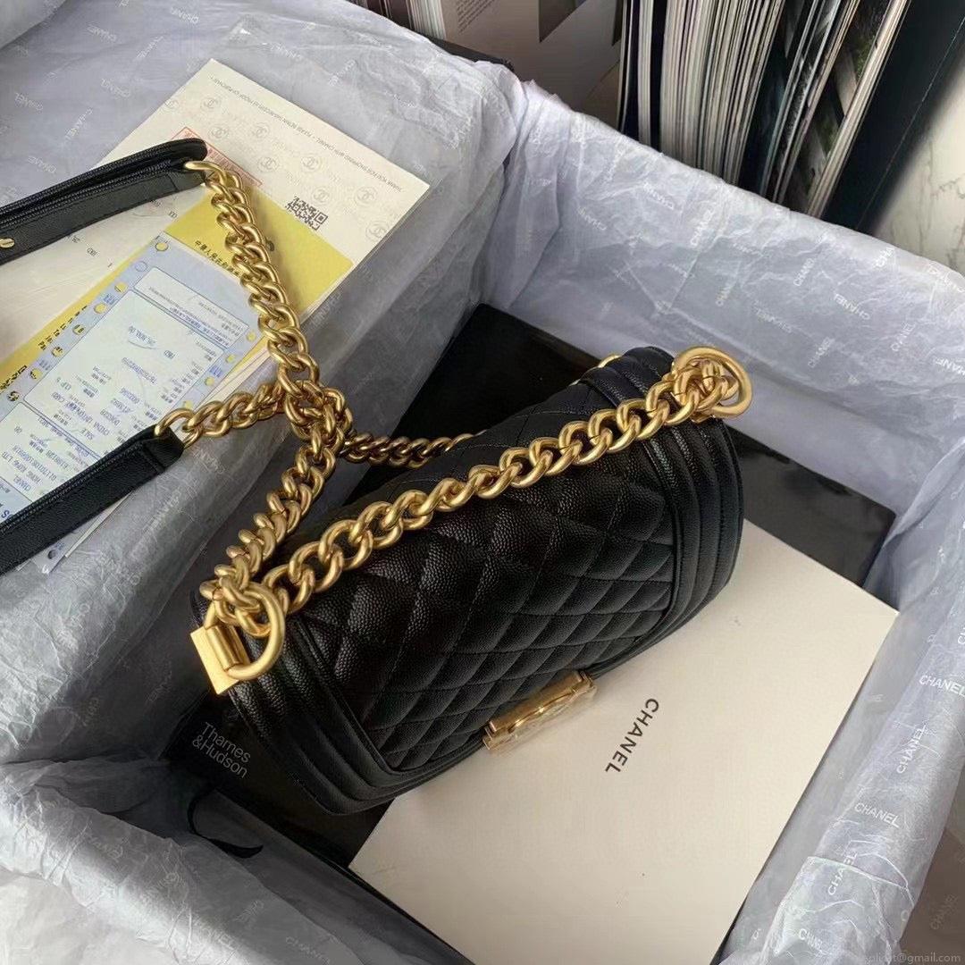 Chanel Small BOY CHANEL Messenger Bag AS3350 Lambskin Black