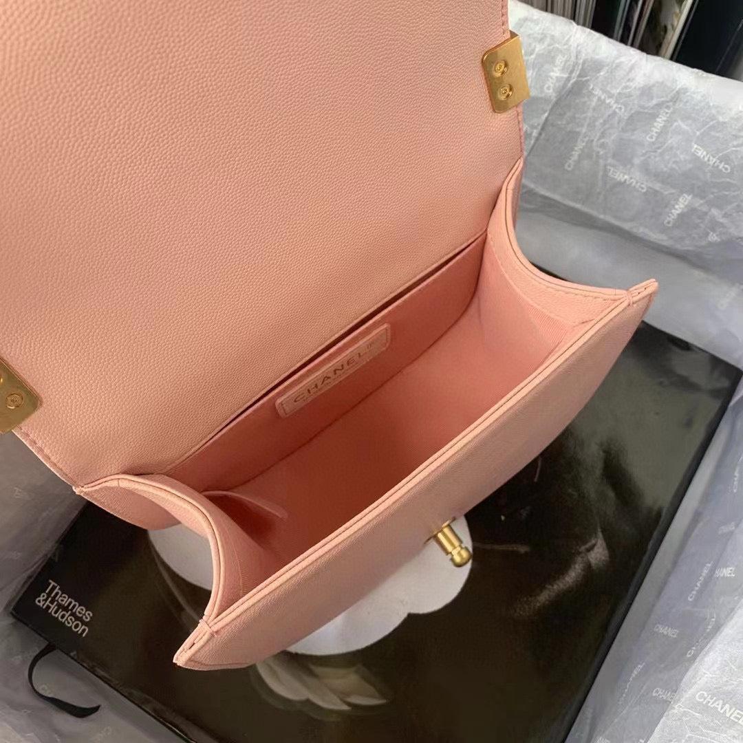 Chanel Small BOY CHANEL Messenger Bag AS3350 Lambskin Pink