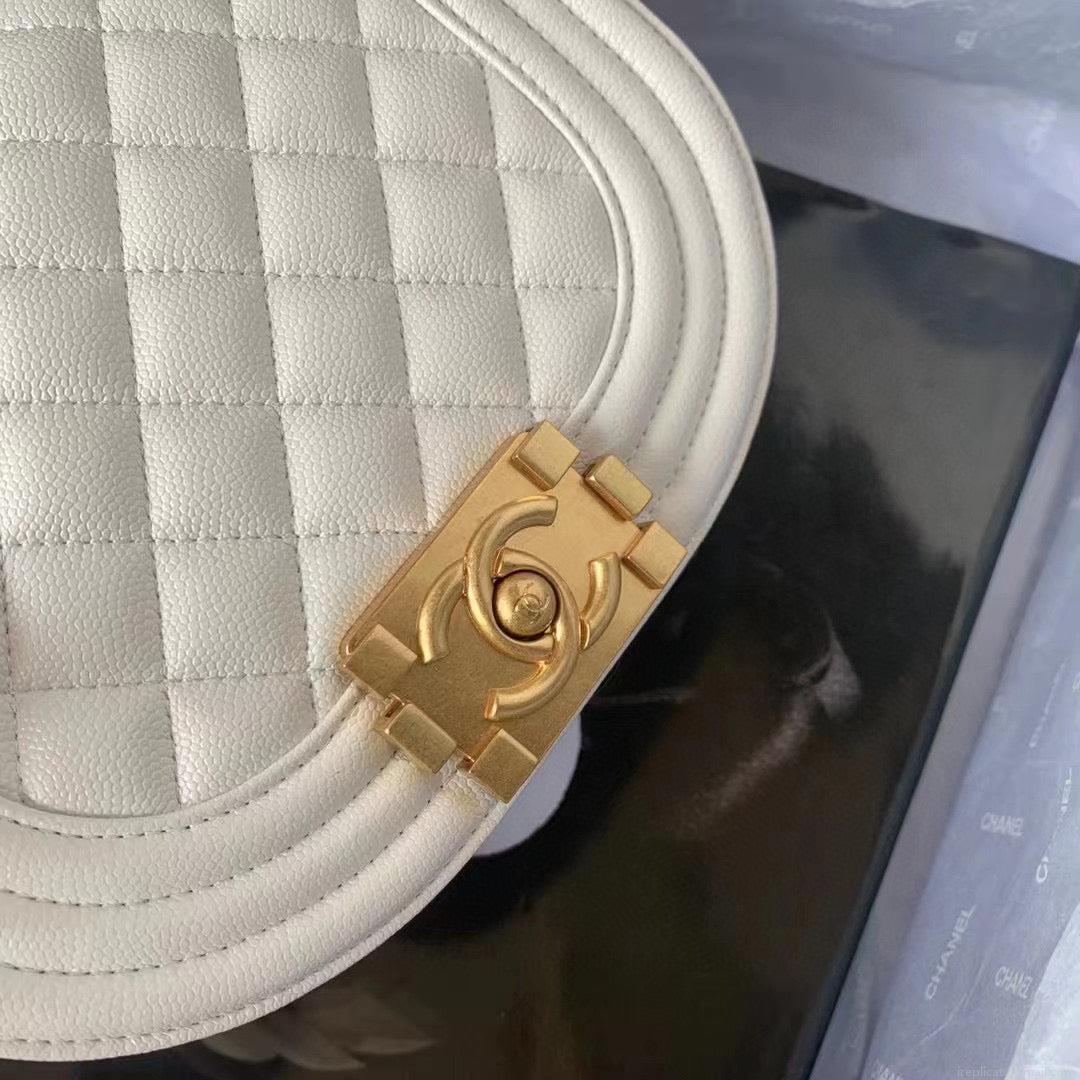 Chanel Small BOY CHANEL Messenger Bag AS3350 Lambskin White