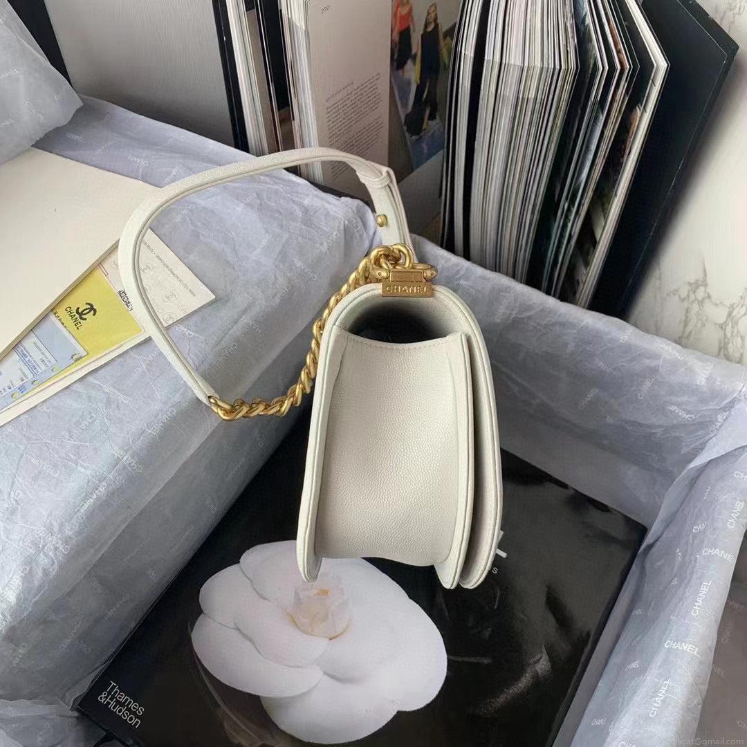 Chanel Small BOY CHANEL Messenger Bag AS3350 Lambskin White