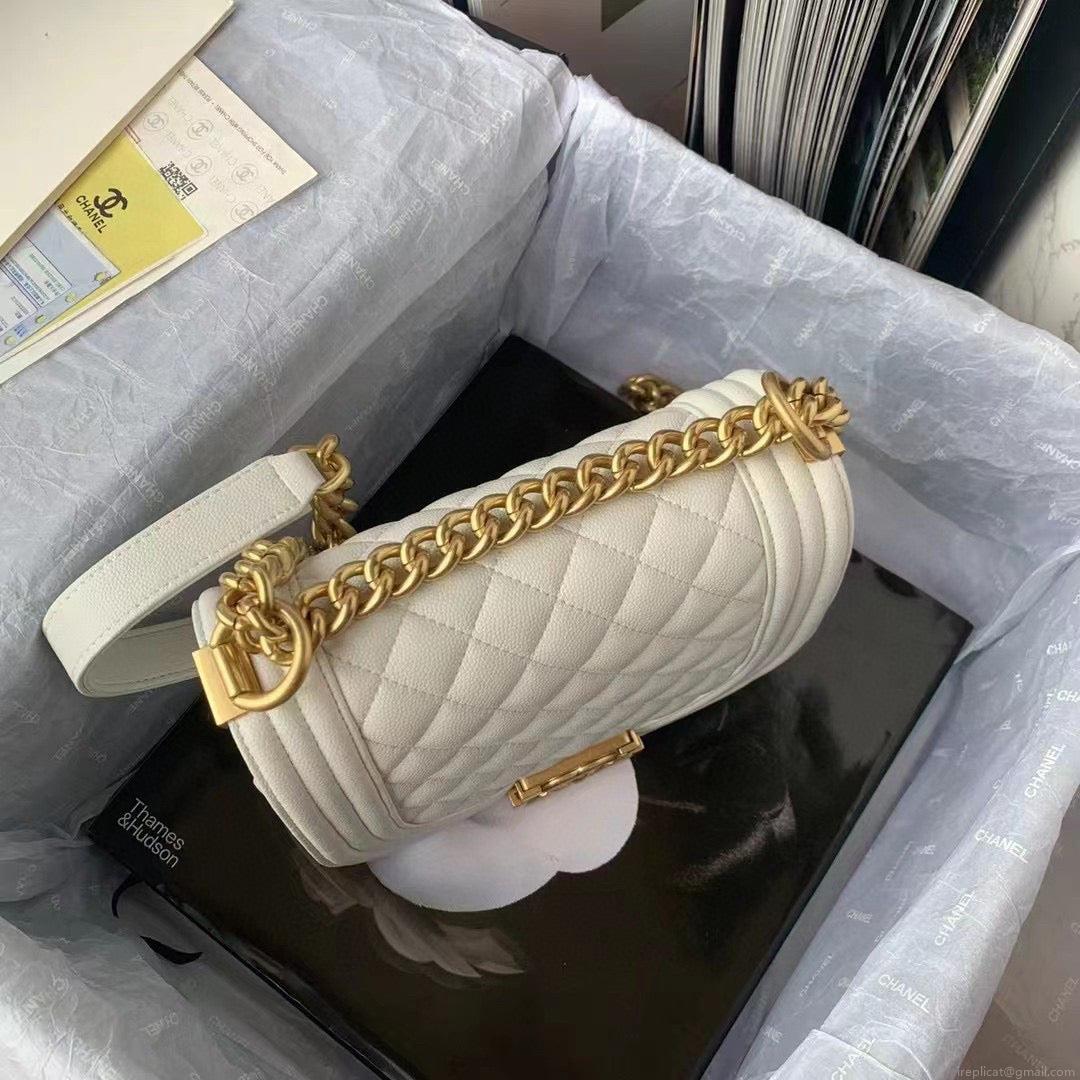 Chanel Small BOY CHANEL Messenger Bag AS3350 Lambskin White