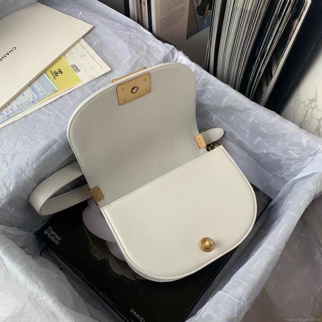 Chanel Small BOY CHANEL Messenger Bag AS3350 Lambskin White