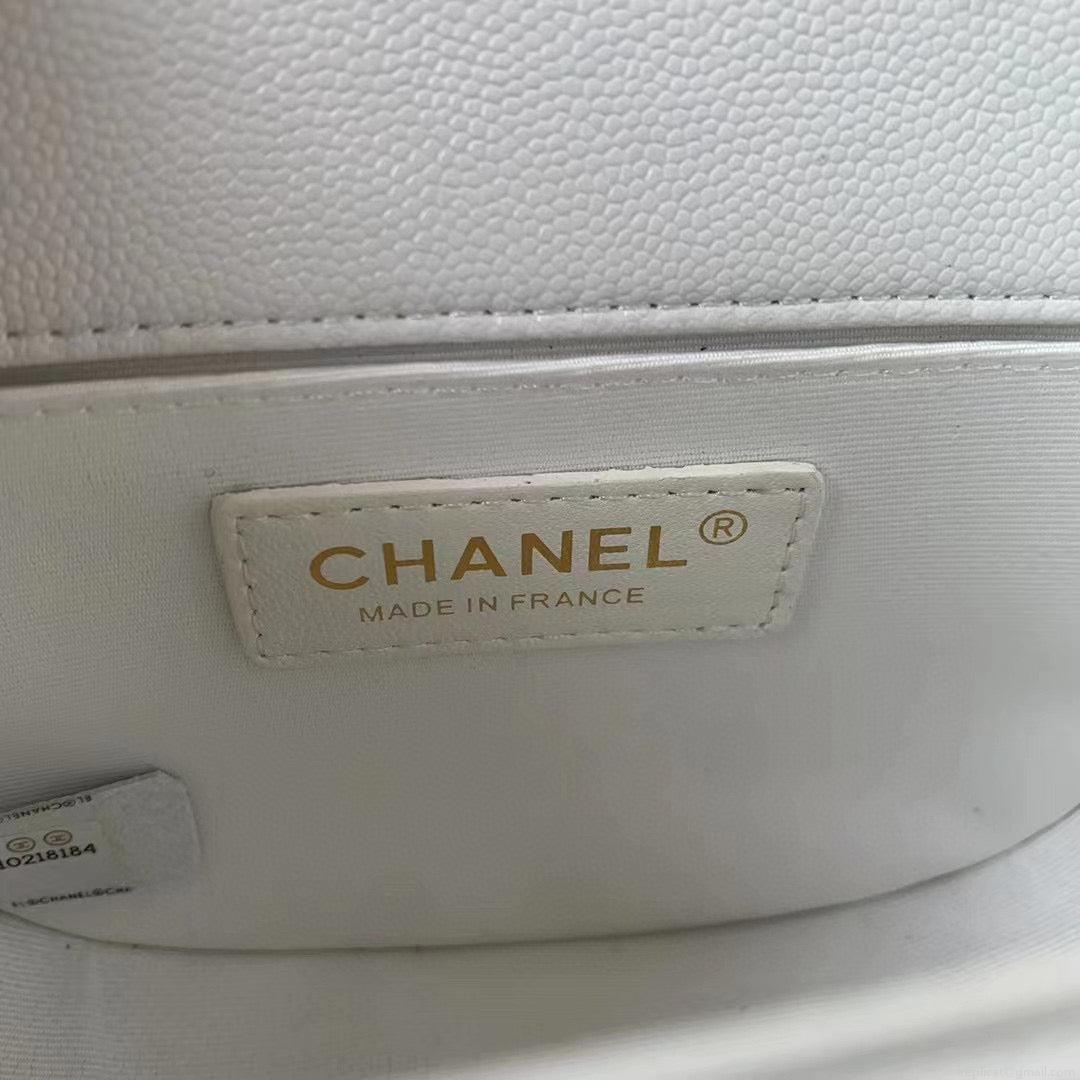 Chanel Small BOY CHANEL Messenger Bag AS3350 Lambskin White