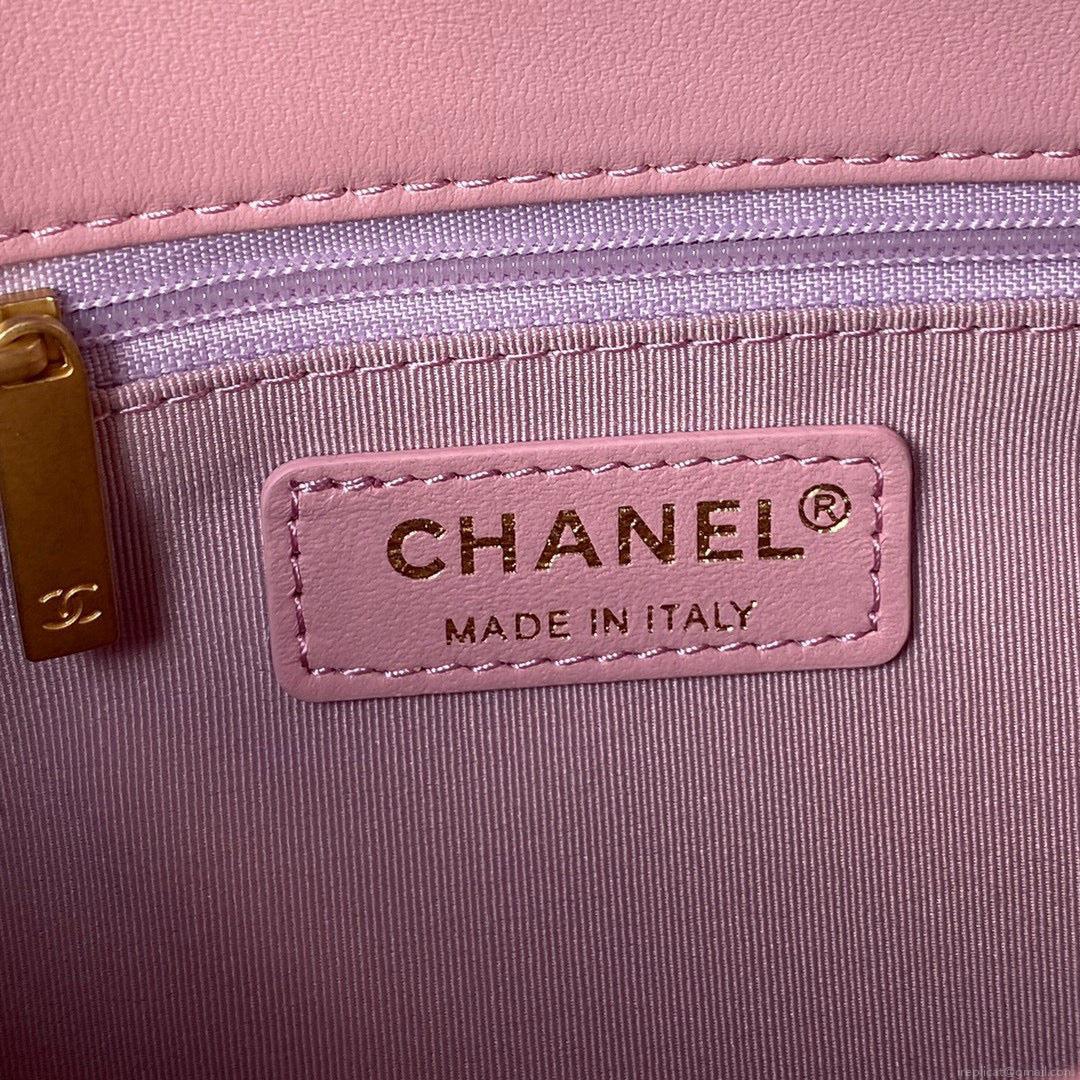 Chanel Small Flap Bag Lambskin Gold-Tone Metal AS3206 Pink