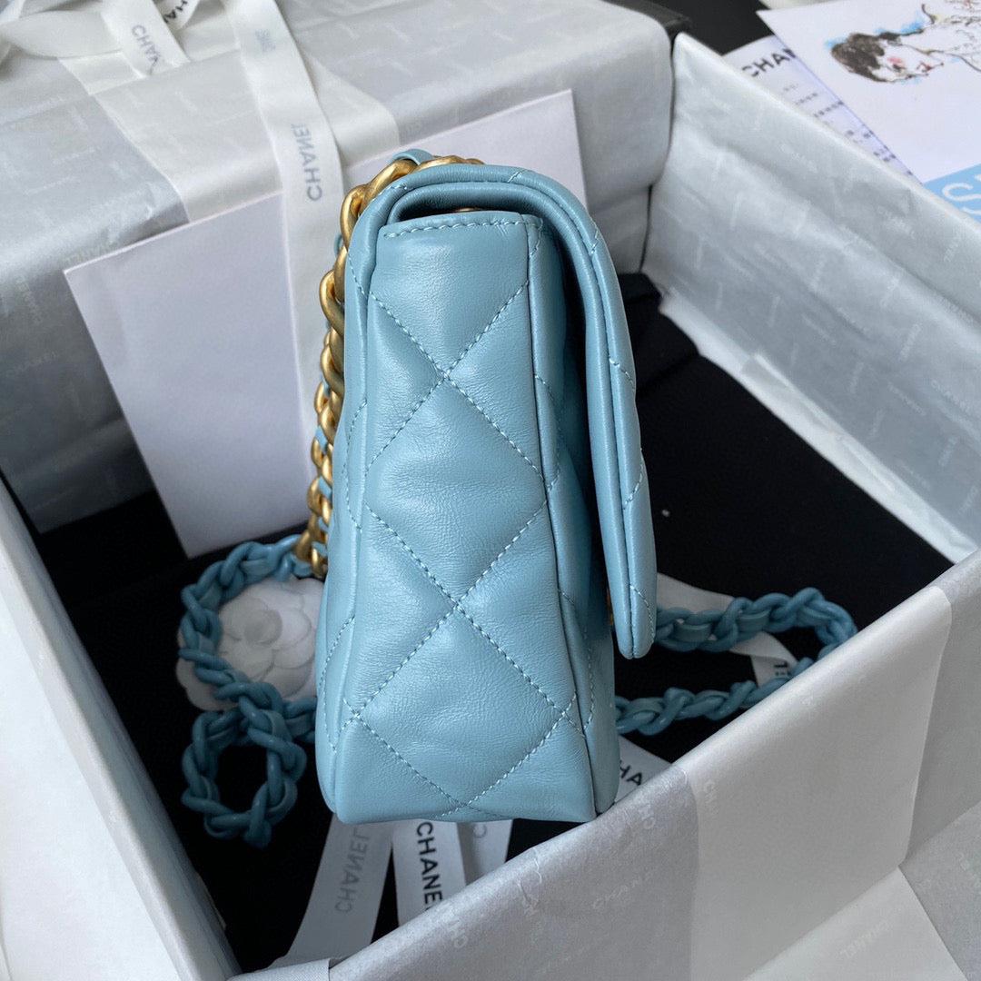 Chanel Small Flap Bag Lambskin Gold-Tone Metal AS3206 Blue