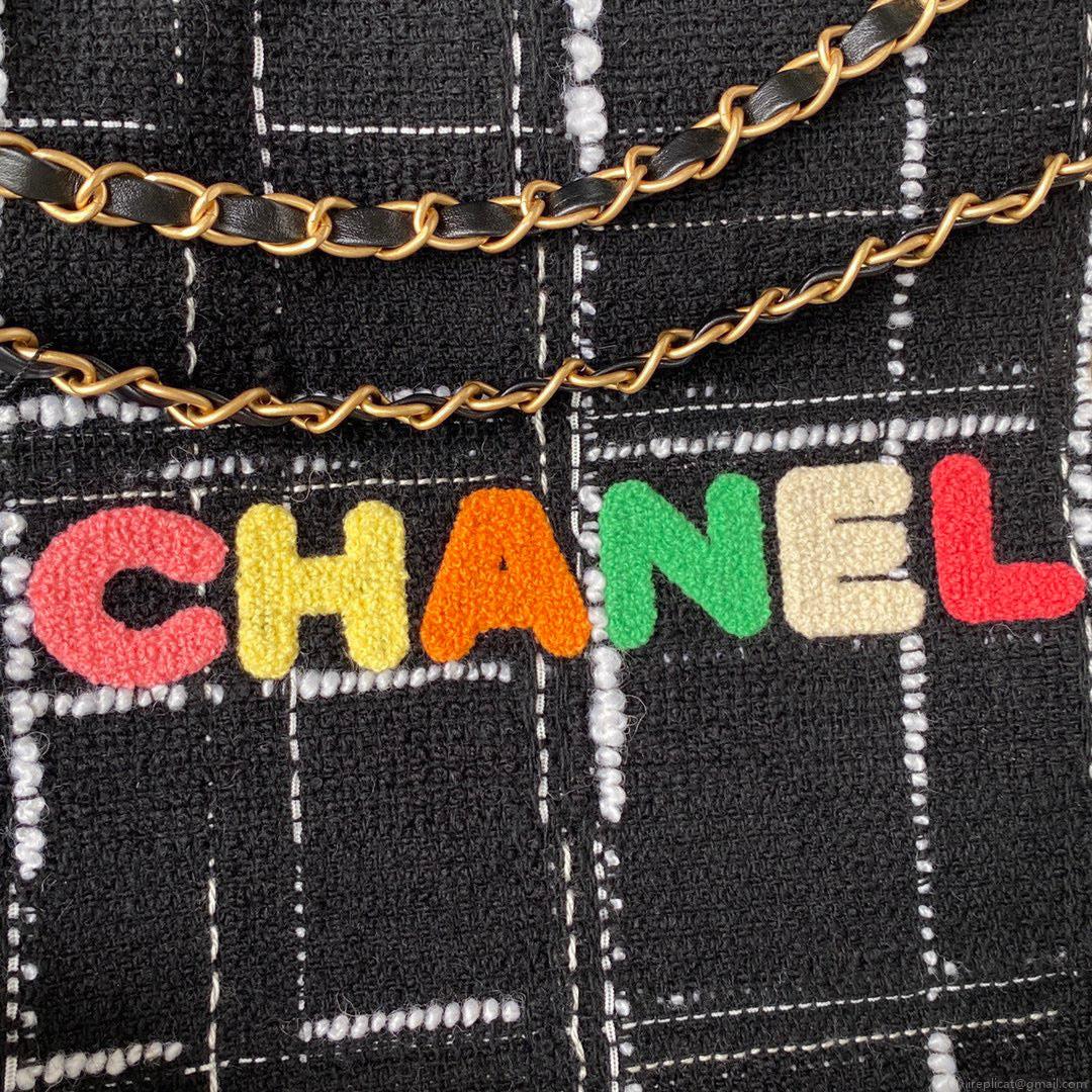 Chanel 22 Handbag Gold-Tone Metal AS3260 Black
