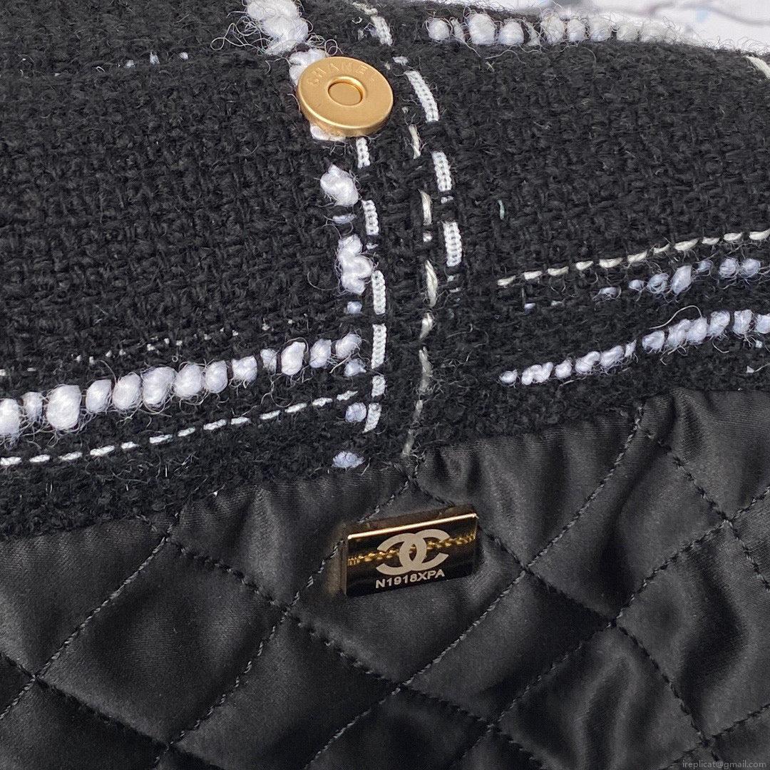 Chanel 22 Handbag Gold-Tone Metal AS3260 Black