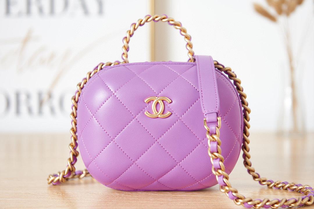 Chanel Small Vanity Case Lambskin gold-tone metal AS3066 Purple