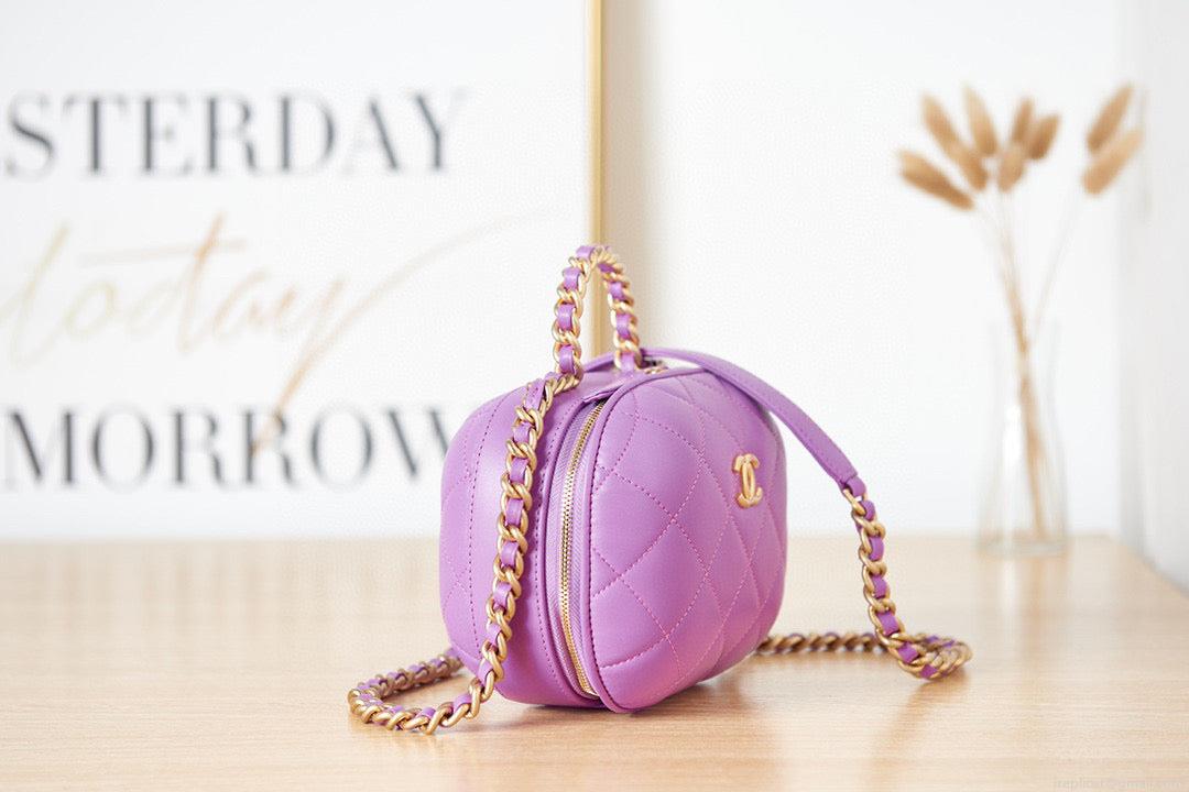 Chanel Small Vanity Case Lambskin gold-tone metal AS3066 Purple