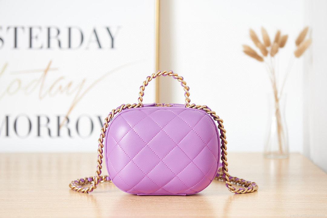 Chanel Small Vanity Case Lambskin gold-tone metal AS3066 Purple