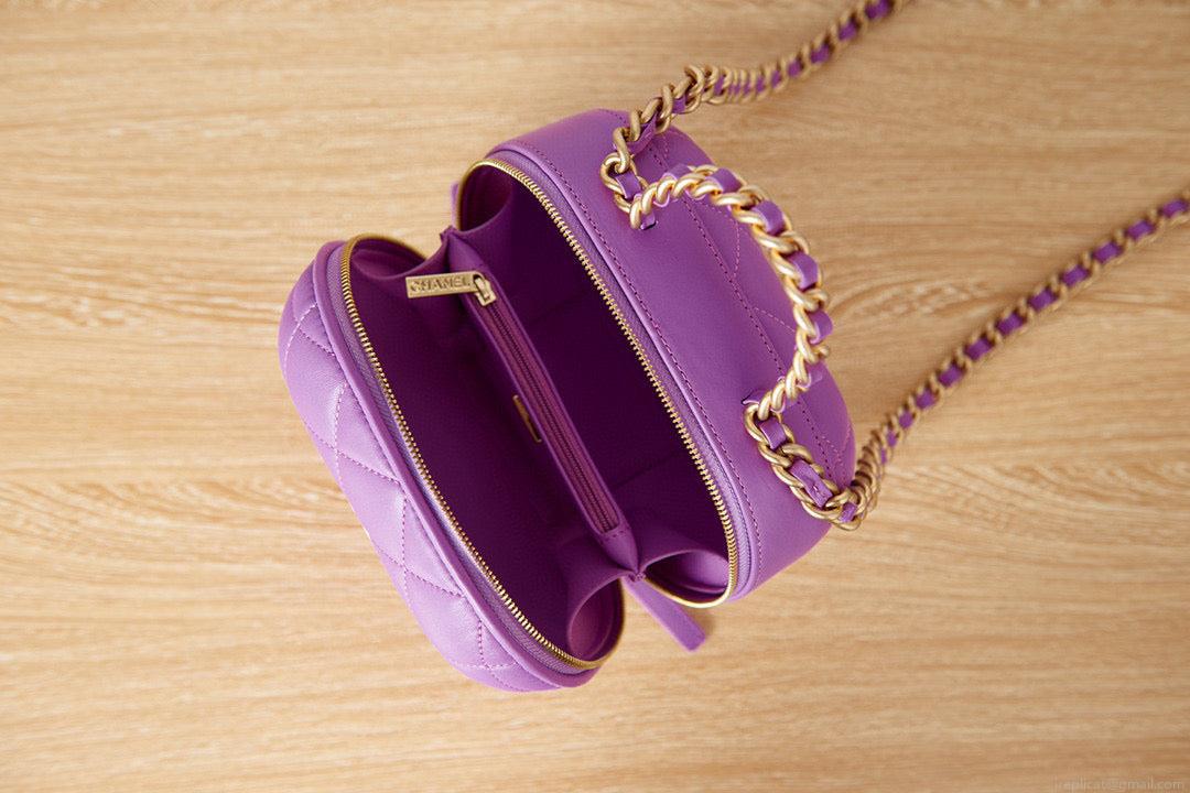 Chanel Small Vanity Case Lambskin gold-tone metal AS3066 Purple