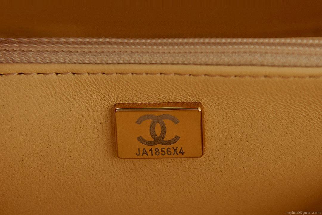 Chanel Small Vanity Case Lambskin gold-tone metal AS3066 Apricot