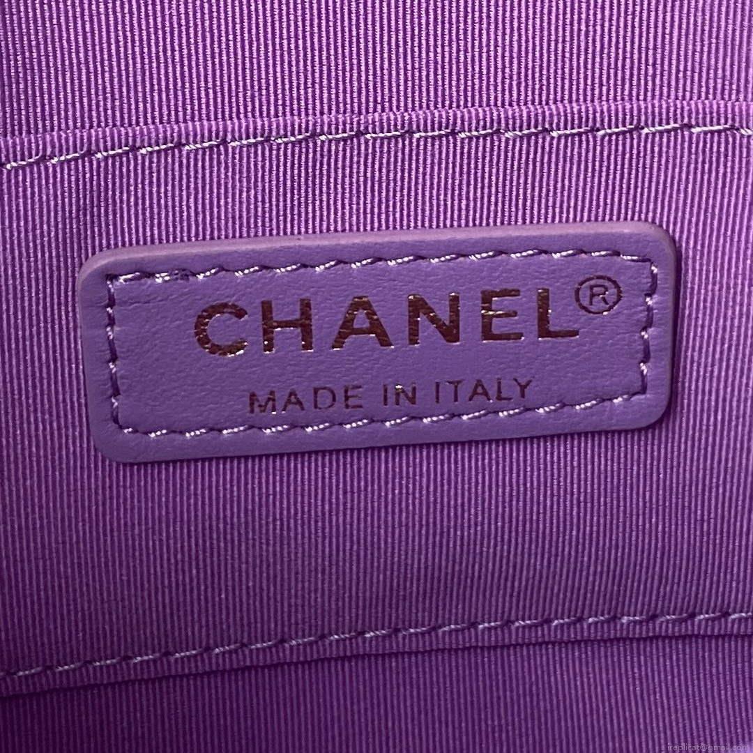 Chanel Mini Flap Bag Lambskin Gold-Tone Metal AS3205 Purple